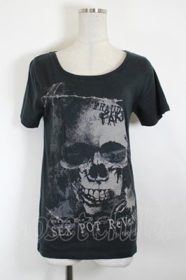 Preview of ドクロ&ロゴプリントTシャツ S 黒Ｘグレー