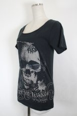 画像2: SEX POT ReVeNGe / ドクロ&ロゴプリントTシャツ S 黒Ｘグレー I-26-08-21-036-SP-TO-SA-ZI (2)