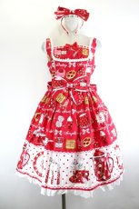 画像1: Angelic Pretty / French Cafe 切替ジャンパースカートSet  赤 I-26-08-21-066-AP-OP-TE-ZI (1)
