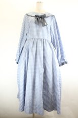 画像1: m petit by misako / リボンチェックワンピース 3L サックスチェック I-26-08-21-073-LO-OP-SA-ZI (1)