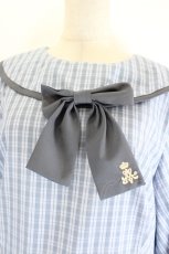 画像2: m petit by misako / リボンチェックワンピース 3L サックスチェック I-26-08-21-073-LO-OP-SA-ZI (2)