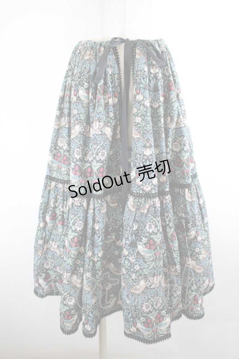 画像1: abilletage / Designer’s fabric series オーバースカート  イチゴ泥棒/ブルーグリーン I-26-08-21-104-GO-SK-SA-ZI (1)