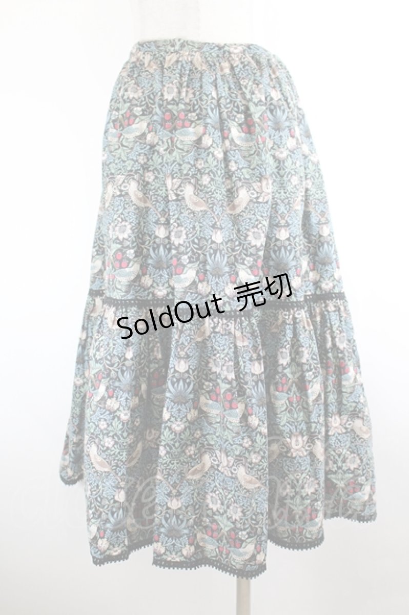 画像3: abilletage / Designer’s fabric series オーバースカート  イチゴ泥棒/ブルーグリーン I-26-08-21-104-GO-SK-SA-ZI (3)