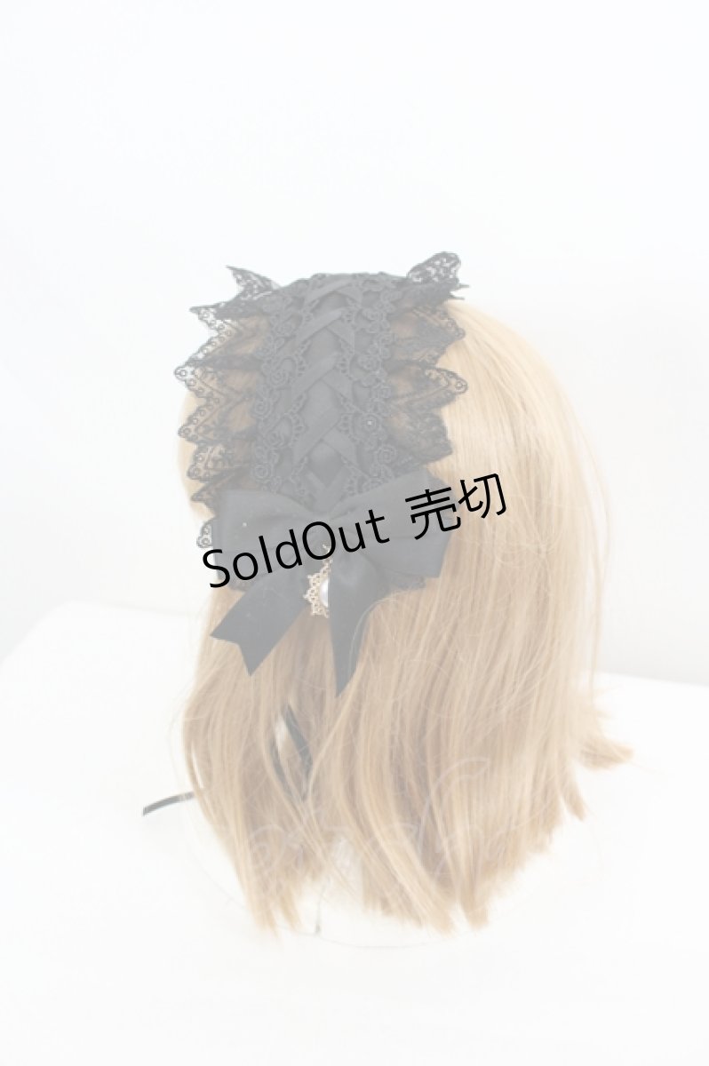 画像2: axes femme / レースップヘッドドレス  黒 I-26-08-21-117-AX-AC-TE-ZI (2)