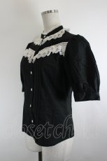 画像2: Victorian maiden / コットンレースフリルブラウス  黒Ｘ白 I-26-08-21-002-CL-BL-SA-ZI (2)