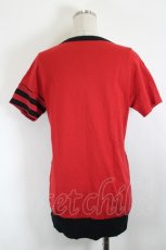 画像3: ALGONQUINS / スカル×英字プリント半袖カーディガン  赤×黒 I-26-08-21-027-AL-TO-TE-ZI (3)