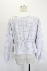 画像2: axes femme POETIQUE / 刺繍襟モールツイードジャケット  サックス I-26-08-23-022-AX-JA-TE-ZI (2)