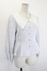 画像3: axes femme POETIQUE / 刺繍襟モールツイードジャケット  サックス I-26-08-23-022-AX-JA-TE-ZI (3)