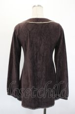 画像2: axes femme / フロント刺繍コーデュロイトップス  ブラウン I-26-08-23-024-AX-TO-SA-ZI (2)