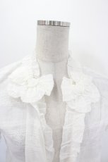 画像4: PINK HOUSE / リボン&ボーダーレース半袖ブラウス  白 I-26-08-23-044-LO-BL-SA-ZI (4)