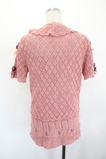 画像2: PINK HOUSE / ブーケモチーフニット半袖カーディガン  ピンク I-26-08-23-048-LO-TO-TE-ZI (2)
