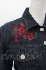 画像4: PINK HOUSE / ローズ刺繍デニムジャケット L 黒 I-26-08-23-062-LO-JA-TE-ZI (4)