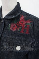画像5: PINK HOUSE / ローズ刺繍デニムジャケット L 黒 I-26-08-23-062-LO-JA-TE-ZI (5)