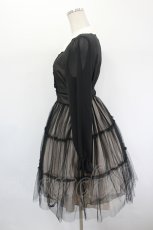 画像2: axes femme POETIQUE / シフォンチュール刺繍襟ワンピース  黒×アイボリー I-26-08-23-082-AX-TO-TE-ZI (2)