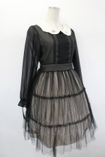 画像4: axes femme POETIQUE / シフォンチュール刺繍襟ワンピース  黒×アイボリー I-26-08-23-082-AX-TO-TE-ZI (4)