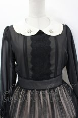画像5: axes femme POETIQUE / シフォンチュール刺繍襟ワンピース  黒×アイボリー I-26-08-23-082-AX-TO-TE-ZI (5)