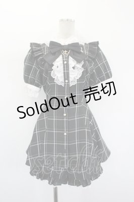 Preview of クロスチェーンリボンチェック半袖ブラウス&ショートパンツ  黒Ｘ白