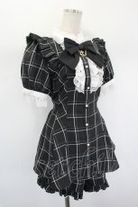 画像4: Secret Honey / クロスチェーンリボンチェック半袖ブラウス&ショートパンツ  黒Ｘ白 I-26-08-23-112-CA-OP-SA-ZI (4)
