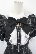 画像5: Secret Honey / クロスチェーンリボンチェック半袖ブラウス&ショートパンツ  黒Ｘ白 I-26-08-23-112-CA-OP-SA-ZI (5)
