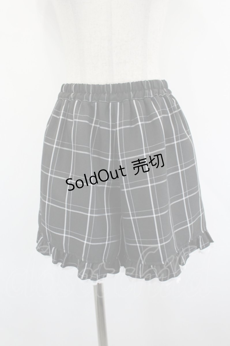 画像6: Secret Honey / クロスチェーンリボンチェック半袖ブラウス&ショートパンツ  黒Ｘ白 I-26-08-23-112-CA-OP-SA-ZI (6)