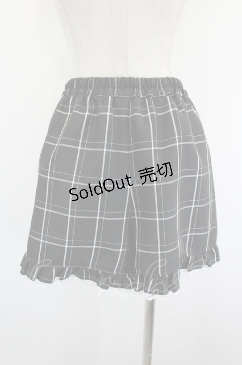 画像7: Secret Honey / クロスチェーンリボンチェック半袖ブラウス&ショートパンツ  黒Ｘ白 I-26-08-23-112-CA-OP-SA-ZI (7)