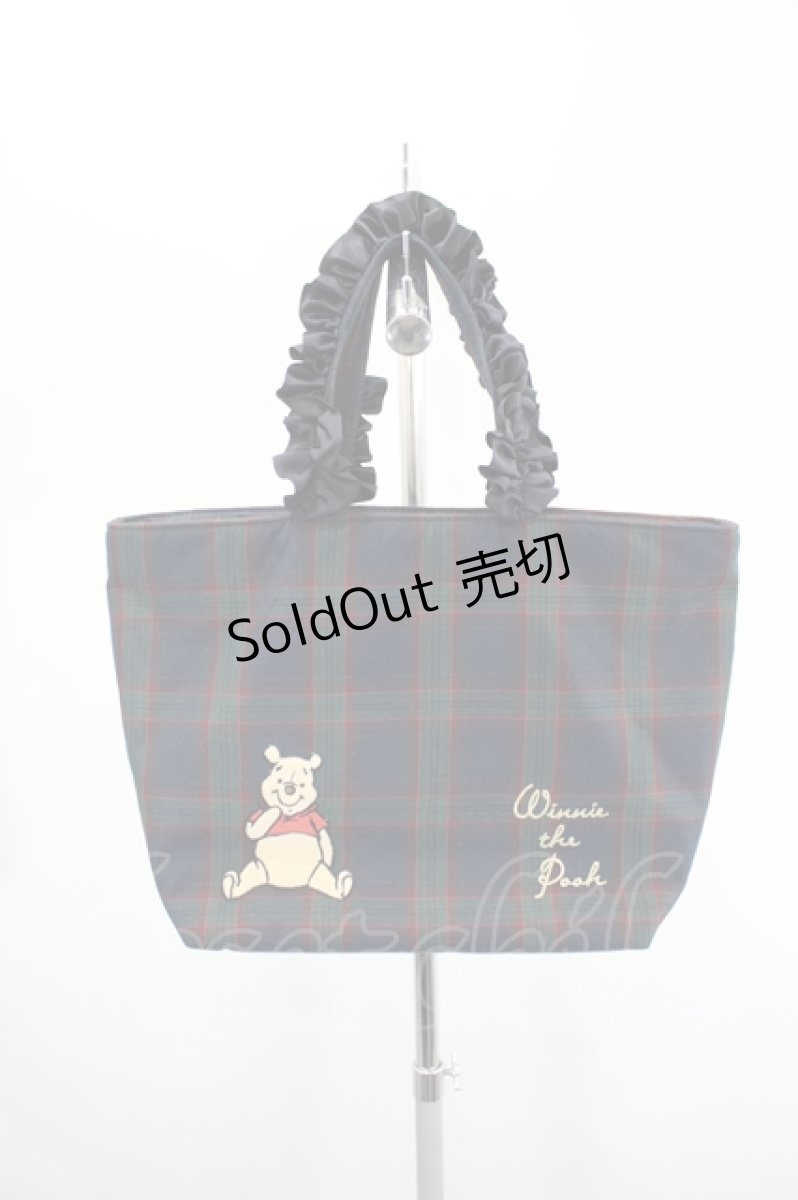 画像1: Maison de FLEUR / Winnie the pooh フリルトートプチバッグ  ネイビー×グリーン I-26-08-23-124-LO-BG-TE-ZTK066 (1)