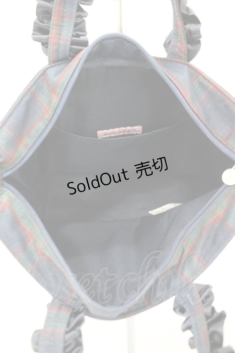 画像3: Maison de FLEUR / Winnie the pooh フリルトートプチバッグ  ネイビー×グリーン I-26-08-23-124-LO-BG-TE-ZTK066 (3)