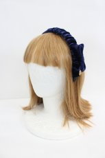 画像1: axes femme / ベロアリボンカチューシャ  ネイビー I-26-08-23-127-AX-ZA-TE-ZI (1)