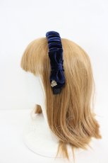 画像3: axes femme / ベロアリボンカチューシャ  ネイビー I-26-08-23-127-AX-ZA-TE-ZI (3)