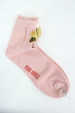 画像1: PINK HOUSE / フラワーモチーフニットソックス  ピンクＸ黄色Ｘ白 I-26-08-23-134-LO-ZA-SA-ZI (1)