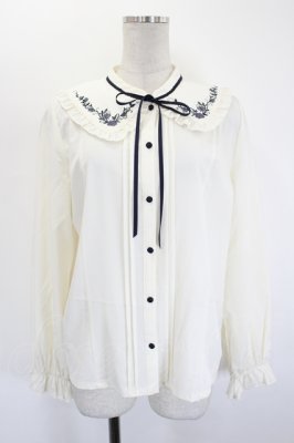 Preview of ブーケ刺繍フリル襟ブラウス L 生成り