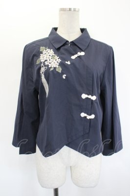 Preview of ジャスミン刺繍チャイナブラウス F ネイビー