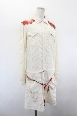 画像3: gouk / 和柄切替長袖シャツワンピース  アイボリーＸ赤 I-26-08-25-035-GO-OP-SA-ZI (3)
