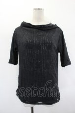画像1: gouk / お経風プリントシースルーハイネック半袖カットソー  黒Ｘ白 I-26-08-25-047-GO-TO-SA-ZI (1)
