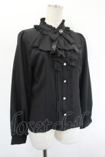 画像3: axes femme / レースジャボ付きハイネックブラウス  黒 I-26-08-25-005-AX-BL-SA-ZI (3)