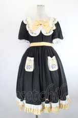 画像1: Grenache Peluda / パンジー刺繍スカラップ襟ワンピース 3 黒 I-26-08-25-085-LO-OP-TE-ZI (1)