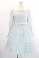 画像1: axes femme POETIQUE / シフォンチュール刺繍襟ワンピース  サックス I-26-08-25-090-AX-TO-TE-ZI (1)