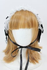 画像2: LOLITAその他(お買取対象外) / リボンレースヘッドドレス  白Ｘ黒 I-26-08-25-122-LO-AC-SA-ZI (2)