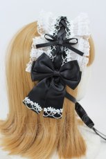 画像3: LOLITAその他(お買取対象外) / リボンレースヘッドドレス  白Ｘ黒 I-26-08-25-122-LO-AC-SA-ZI (3)