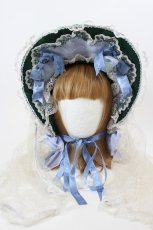 画像1: BABY,THE STARS SHINE BRIGHT / La Chasse aux Papillons〜蝶々を追って迷い込んだお花畑へ〜ボンネット  グリーン I-26-08-25-129-BA-AC-SA-ZI (1)