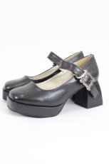 画像1: DearMyLove / 額縁ベルトシューズ 22.5CM 黒 I-26-08-25-138-GO-SH-SA-ZI (1)