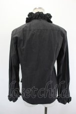 画像2: SEXY DYNAMITE LONDON / クラウンロゴ刺繍フリルハイネックブラウス  黒Ｘシルバー I-26-08-25-021-PU-BL-SA-ZI (2)