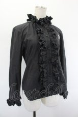 画像3: SEXY DYNAMITE LONDON / クラウンロゴ刺繍フリルハイネックブラウス  黒Ｘシルバー I-26-08-25-021-PU-BL-SA-ZI (3)