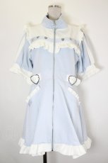 画像1: DearMyLove / フリルメイドジャージワンピース 3L サックス I-26-08-28-045-GO-OP-TE-ZI (1)