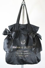 画像1: Maison de FLEUR / ダブルリボントートバッグ  黒Ｘゴールド I-26-08-28-093-LO-BG-SA-ZI (1)