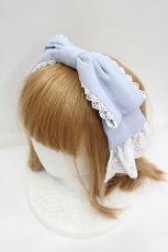 画像3: Chalmiere / リボンカチューシャ  サックスＸ白 I-26-08-28-103-AX-AC-SA-ZI (3)