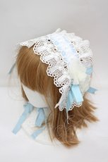 画像1: BABY,THE STARS SHINE BRIGHT / バラ＆十字架レースヘッドドレス  サックス×白 I-26-08-28-106-BA-ZA-TE-ZI (1)
