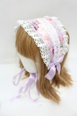 画像1: metamorphose / はしごレースリボン花柄ヘッドドレス  ラベンダー I-26-08-28-107-ME-AC-SA-ZI (1)