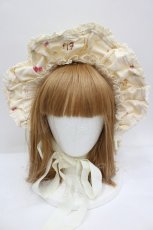 画像1: BABY,THE STARS SHINE BRIGHT / Clockwork tea party柄ボンネット  クラシックバニラティー(生成×生成レース) I-26-08-28-110-BA-AC-TE-ZI (1)