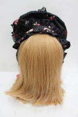 画像2: metamorphose / Blooming Gardenハーフボンネット  黒 I-26-08-28-111-ME-AC-TE-ZI (2)